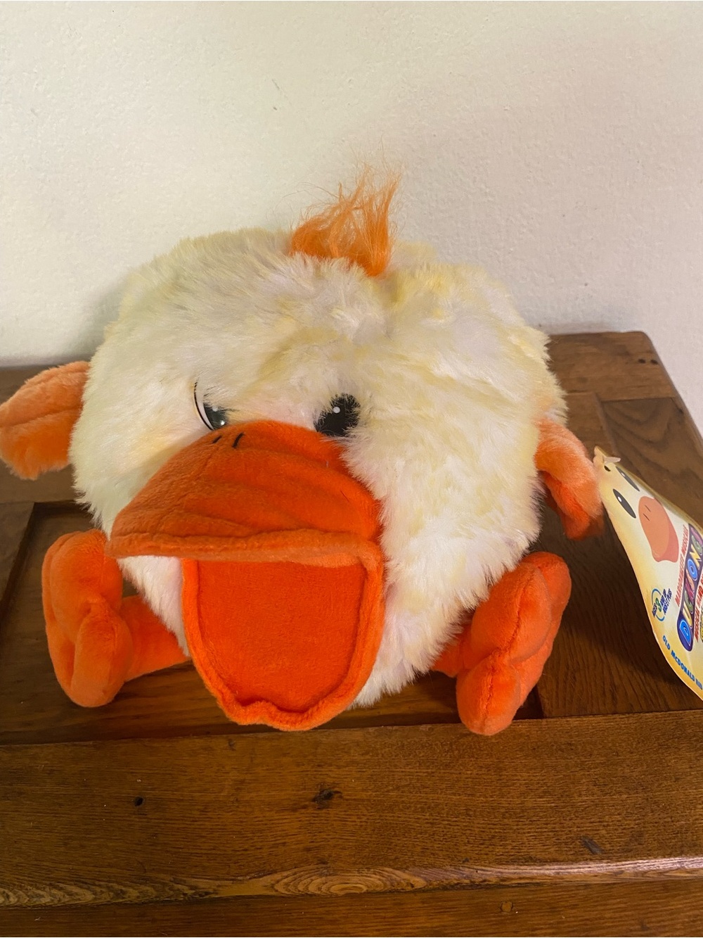 Plush Animated Marionette Duck Hand Puppet Orange & Cream Duck Toy
